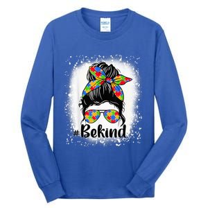 Be Kind Autism Awareness Messy Bun Mom Girl Tees Tall Long Sleeve T-Shirt