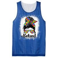 Be Kind Autism Awareness Messy Bun Mom Girl Tees Mesh Reversible Basketball Jersey Tank