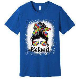 Be Kind Autism Awareness Messy Bun Mom Girl Tees Premium T-Shirt