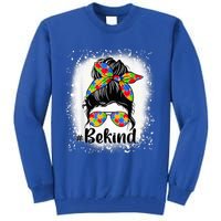 Be Kind Autism Awareness Messy Bun Mom Girl Tees Tall Sweatshirt