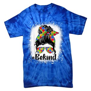 Be Kind Autism Awareness Messy Bun Mom Girl Tees Tie-Dye T-Shirt