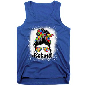 Be Kind Autism Awareness Messy Bun Mom Girl Tees Tank Top