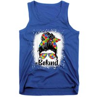 Be Kind Autism Awareness Messy Bun Mom Girl Tees Tank Top