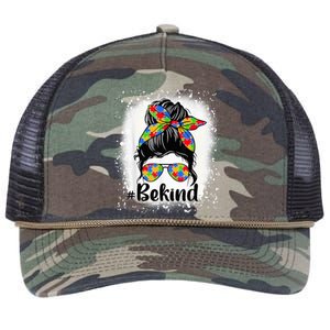 Be Kind Autism Awareness Messy Bun Mom Girl Tees Retro Rope Trucker Hat Cap