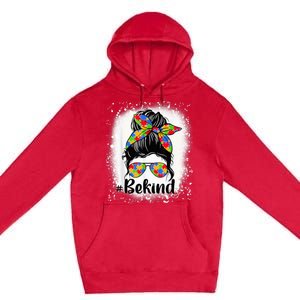 Be Kind Autism Awareness Messy Bun Mom Girl Tees Premium Pullover Hoodie