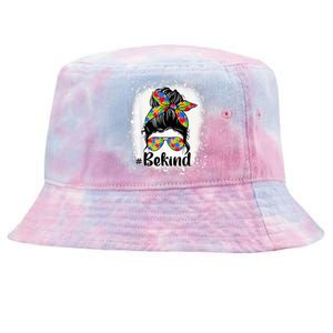 Be Kind Autism Awareness Messy Bun Mom Girl Tees Tie-Dyed Bucket Hat