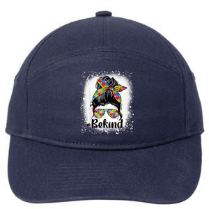 Be Kind Autism Awareness Messy Bun Mom Girl Tees 7-Panel Snapback Hat