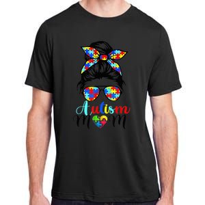 Be Kind Autism Awareness Messy Bun girl Wo Autism Mom Adult ChromaSoft Performance T-Shirt