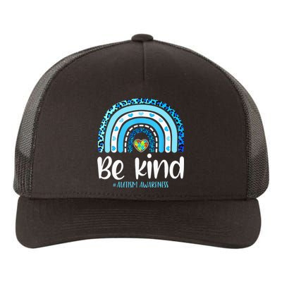 Be Kind Autism Awareness  Leopard Rainbow Yupoong Adult 5-Panel Trucker Hat