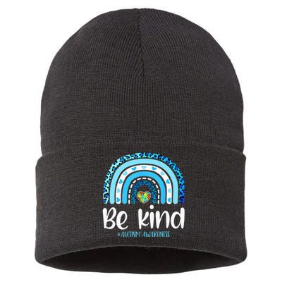 Be Kind Autism Awareness  Leopard Rainbow Sustainable Knit Beanie