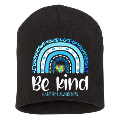 Be Kind Autism Awareness  Leopard Rainbow Short Acrylic Beanie