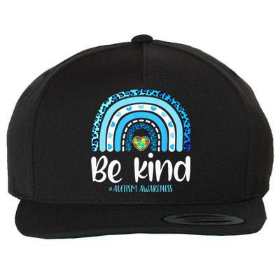 Be Kind Autism Awareness  Leopard Rainbow Wool Snapback Cap