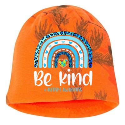 Be Kind Autism Awareness  Leopard Rainbow Kati - Camo Knit Beanie