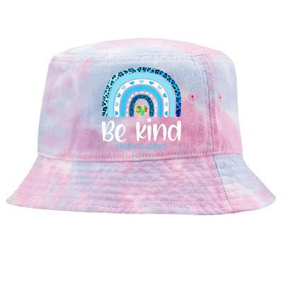 Be Kind Autism Awareness  Leopard Rainbow Tie-Dyed Bucket Hat