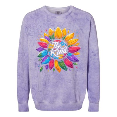 Be Kind Autism Awareness Gift Sunflower Meaningful Gift Colorblast Crewneck Sweatshirt