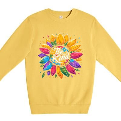 Be Kind Autism Awareness Gift Sunflower Meaningful Gift Premium Crewneck Sweatshirt