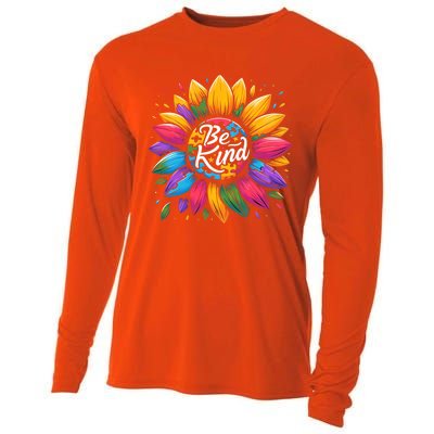 Be Kind Autism Awareness Gift Sunflower Meaningful Gift Cooling Performance Long Sleeve Crew