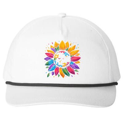 Be Kind Autism Awareness Gift Sunflower Meaningful Gift Snapback Five-Panel Rope Hat