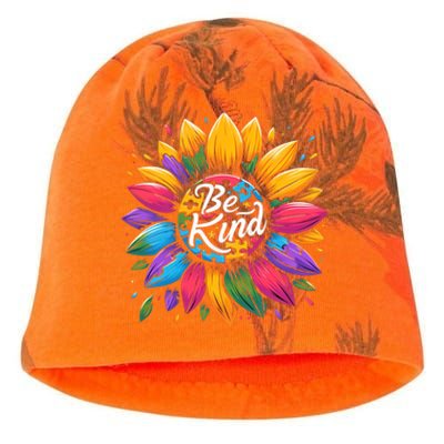 Be Kind Autism Awareness Gift Sunflower Meaningful Gift Kati - Camo Knit Beanie