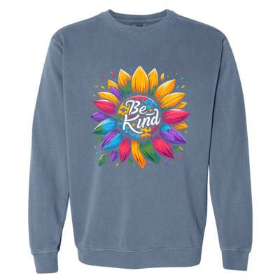 Be Kind Autism Awareness Gift Sunflower Meaningful Gift Garment-Dyed Sweatshirt