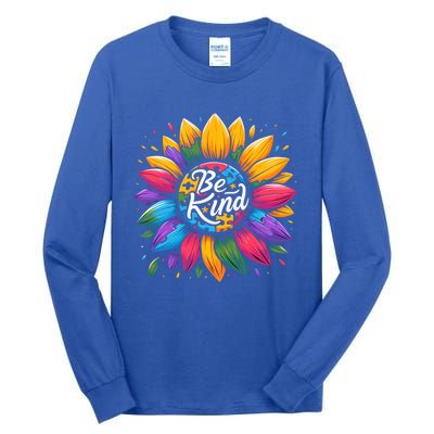 Be Kind Autism Awareness Gift Sunflower Meaningful Gift Tall Long Sleeve T-Shirt