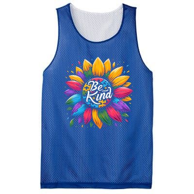 Be Kind Autism Awareness Gift Sunflower Meaningful Gift Mesh Reversible Basketball Jersey Tank