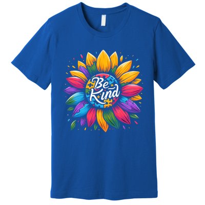 Be Kind Autism Awareness Gift Sunflower Meaningful Gift Premium T-Shirt