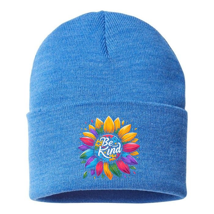 Be Kind Autism Awareness Gift Sunflower Meaningful Gift Sustainable Knit Beanie