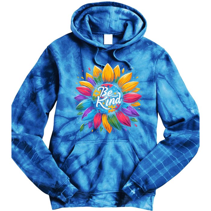 Be Kind Autism Awareness Gift Sunflower Meaningful Gift Tie Dye Hoodie