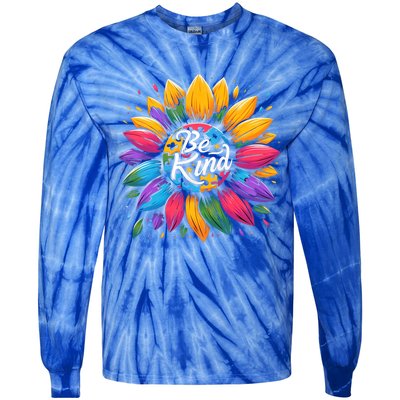 Be Kind Autism Awareness Gift Sunflower Meaningful Gift Tie-Dye Long Sleeve Shirt