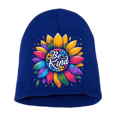 Be Kind Autism Awareness Gift Sunflower Meaningful Gift Short Acrylic Beanie