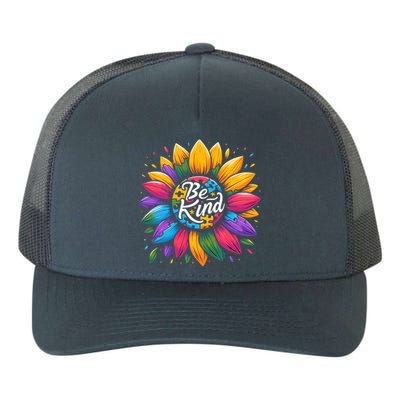 Be Kind Autism Awareness Gift Sunflower Meaningful Gift Yupoong Adult 5-Panel Trucker Hat