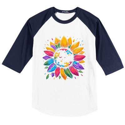 Be Kind Autism Awareness Gift Sunflower Meaningful Gift Baseball Sleeve Shirt