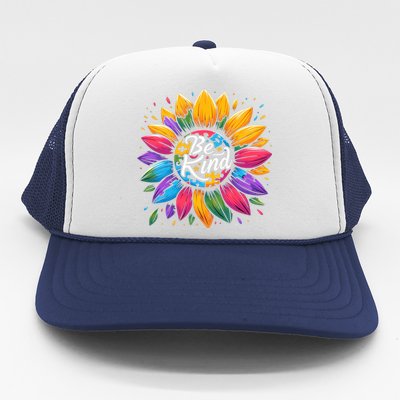 Be Kind Autism Awareness Gift Sunflower Meaningful Gift Trucker Hat