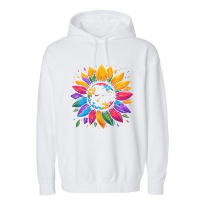 Be Kind Autism Awareness Gift Sunflower Meaningful Gift Garment-Dyed Fleece Hoodie