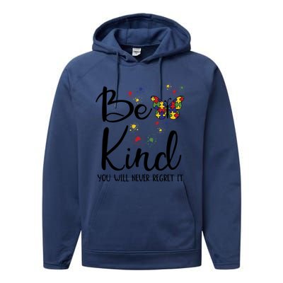 Be Kind Autism Teacher Inclusion Diversity Choose Kindness Gift Performance Fleece Hoodie