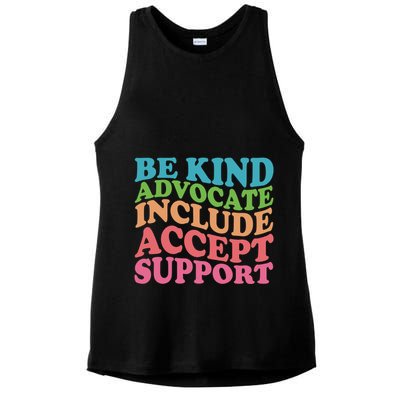 Be Kind Advocate Include Accept Support Autism Awareness Ladies PosiCharge Tri-Blend Wicking Tank