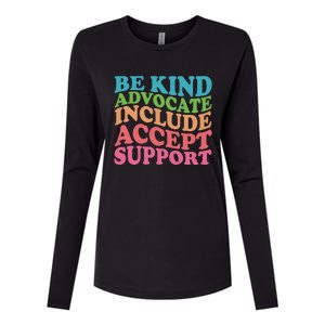 Be Kind Advocate Include Accept Support Autism Awareness Womens Cotton Relaxed Long Sleeve T-Shirt