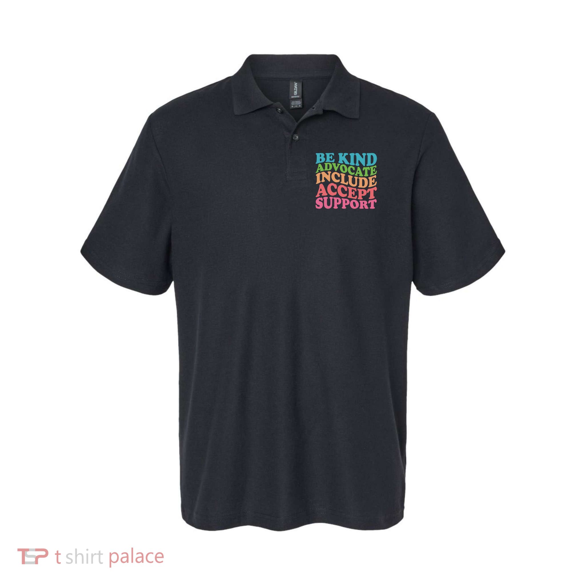 Be Kind Advocate Include Accept Support Autism Awareness Softstyle Adult Sport Polo