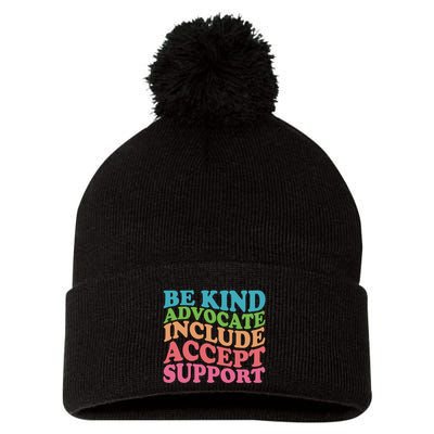Be Kind Advocate Include Accept Support Autism Awareness Pom Pom 12in Knit Beanie