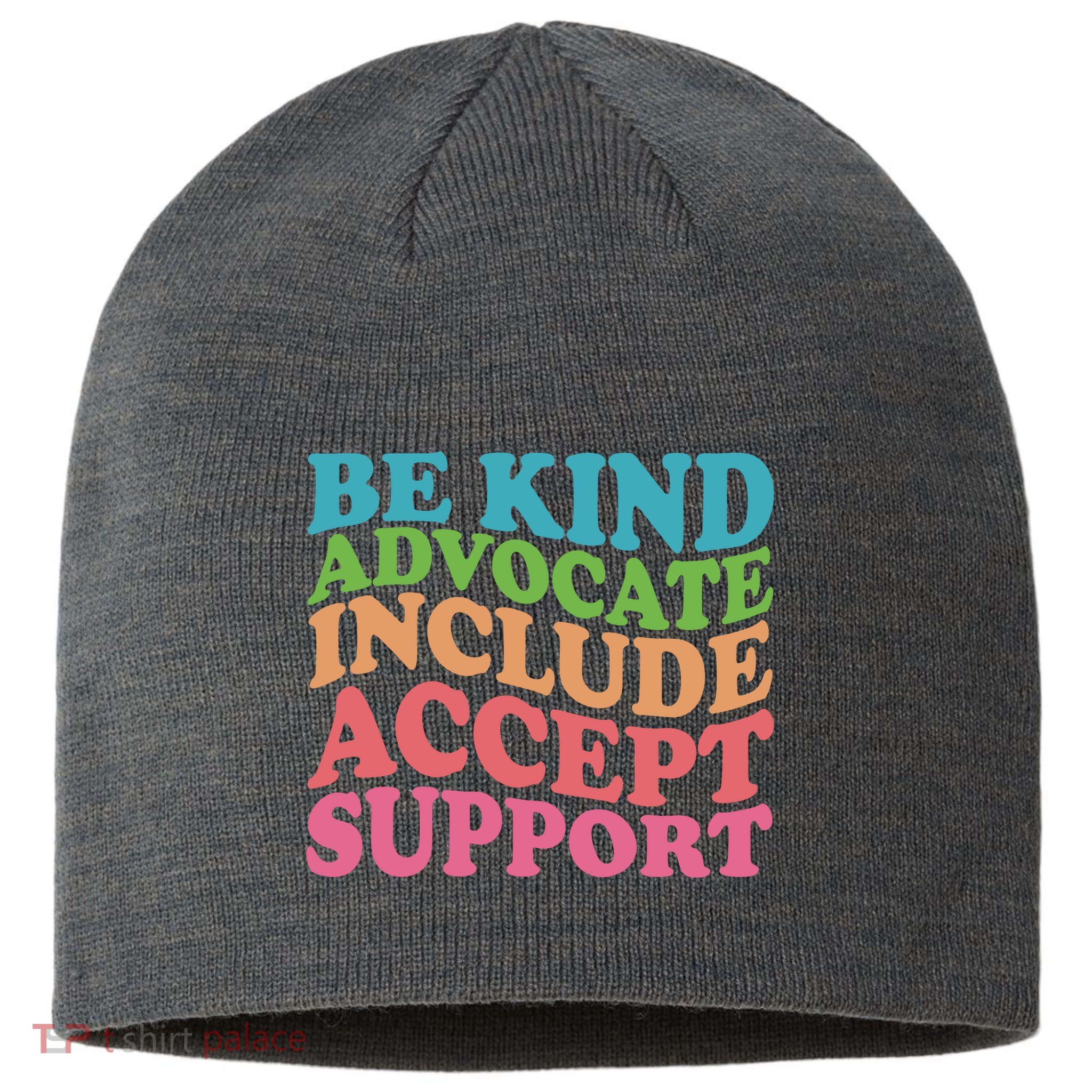 Be Kind Advocate Include Accept Support Autism Awareness Sustainable Beanie