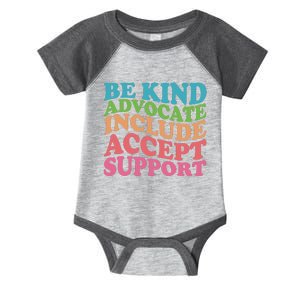 Be Kind Advocate Include Accept Support Autism Awareness Infant Baby Jersey Bodysuit