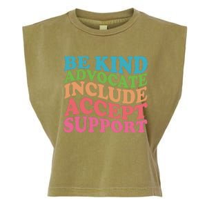 Be Kind Advocate Include Accept Support Autism Awareness Garment-Dyed Women's Muscle Tee