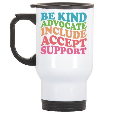 Be Kind Advocate Include Accept Support Autism Awareness Stainless Steel Travel Mug