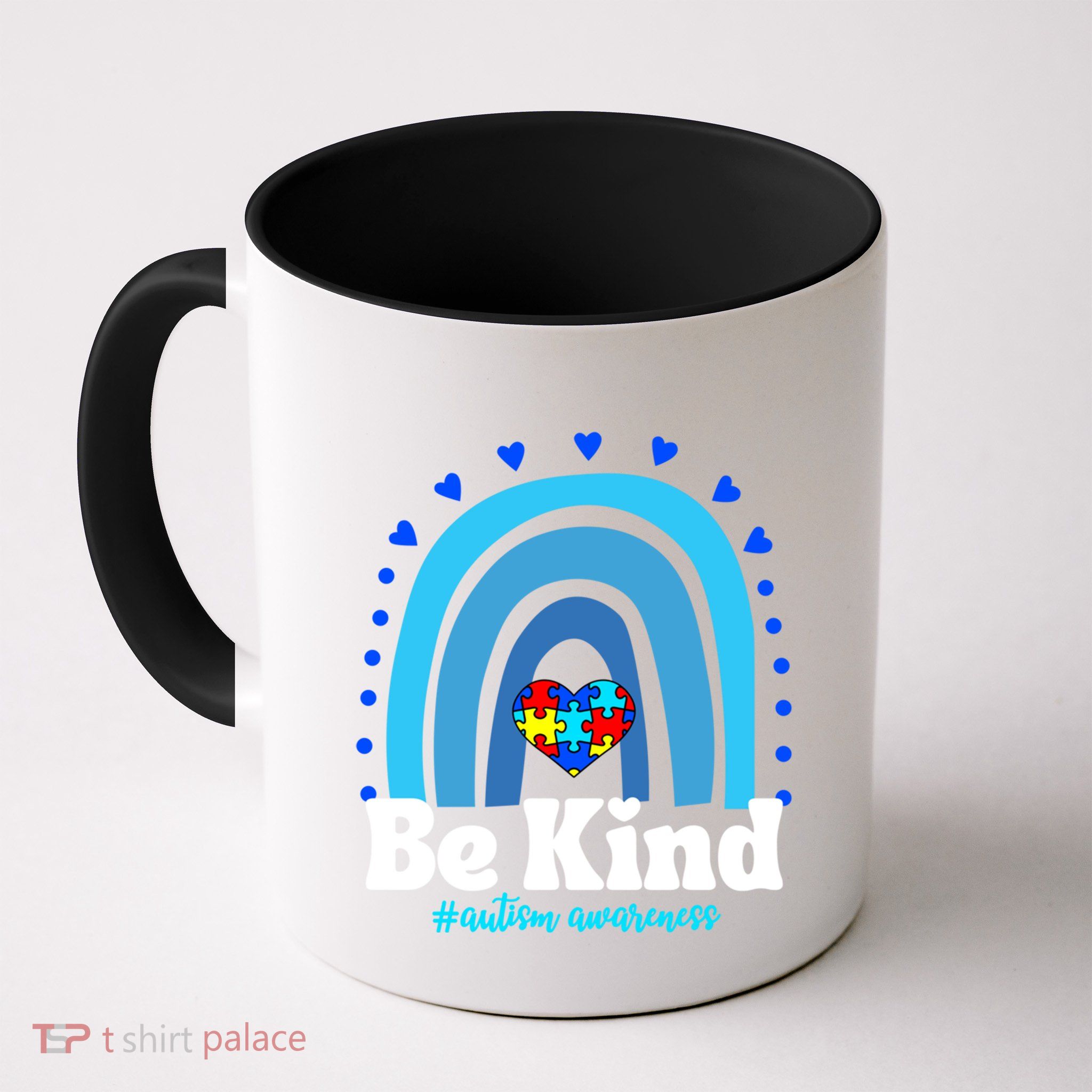 Be Kind Autism Awareness Rainbow Puzzle Heart Family Support Gift Mug