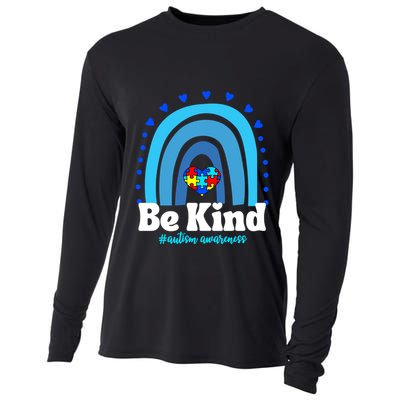Be Kind Autism Awareness Rainbow Puzzle Heart Family Support Gift Cooling Performance Long Sleeve Crew