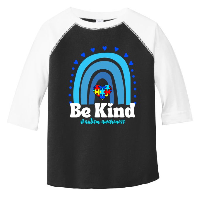 Be Kind Autism Awareness Rainbow Puzzle Heart Family Support Gift Toddler Fine Jersey T-Shirt