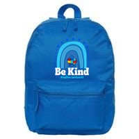 Be Kind Autism Awareness Rainbow Puzzle Heart Family Support Gift 16 in Basic Backpack
