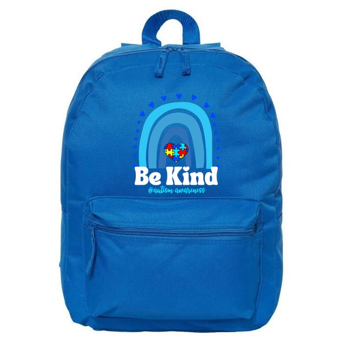 Be Kind Autism Awareness Rainbow Puzzle Heart Family Support Gift 16 in Basic Backpack