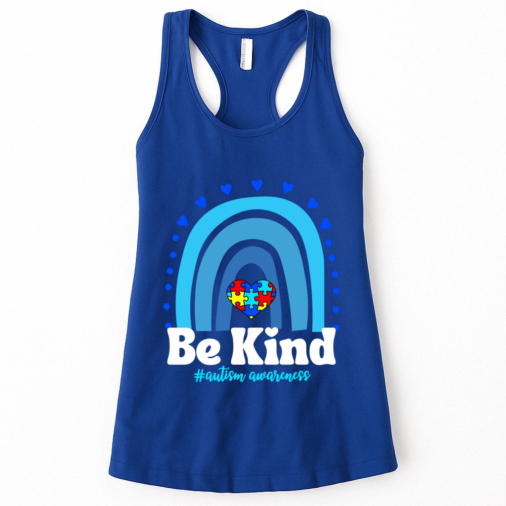 Be Kind Autism Awareness Rainbow Puzzle Heart Family Support Gift Womens Tank Top